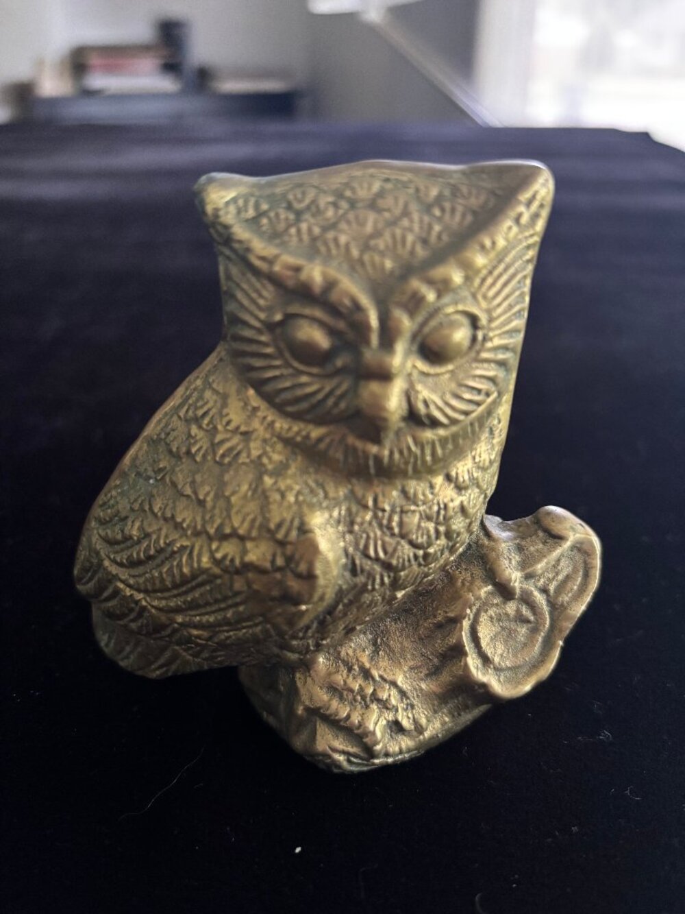 Vintage Brass Owl Figurine Made in Taiwan 4" Tall Mid-Century Decor